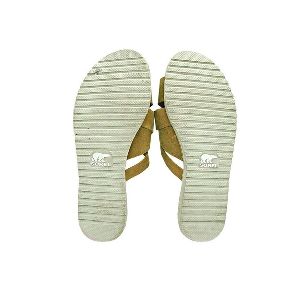 Sorel Womens Tan Ella Weave Leather Classic Open Toe Slip On Slide Sandal Size 7 - Picture 8 of 11